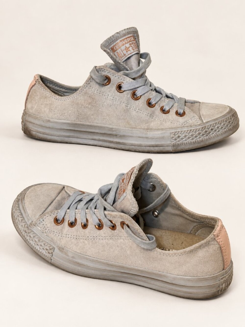 Converse Chuck Taylor Gray Blue Suede Rose Gold Low Top Women's 7 157388C